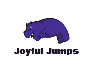 Purple Hippopotamus  Cartoon logo design