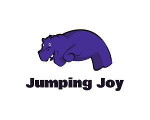 Purple Hippopotamus  Cartoon logo design