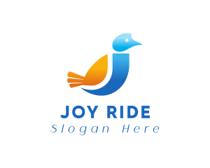 Gradient Bird Letter J logo design