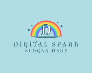 Sparkly Rainbow Cloud logo design