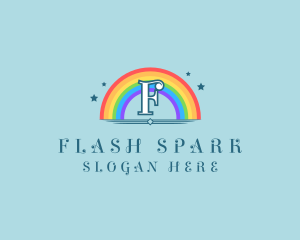 Sparkly Rainbow Cloud logo design