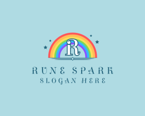 Sparkly Rainbow Cloud logo design