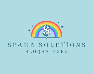 Sparkly Rainbow Cloud logo design