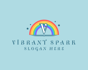 Sparkly Rainbow Cloud logo design