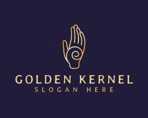 Golden Swirl Hand logo design