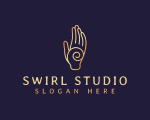 Golden Swirl Hand logo design