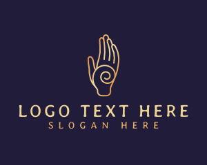 Spin - Golden Swirl Hand logo design