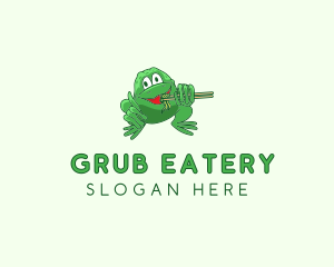 Frog Chopsticks Noodles logo design