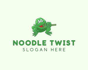 Frog Chopsticks Noodles logo design