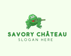 Frog Chopsticks Noodles logo design