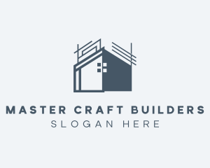 Blue House Contractor logo design