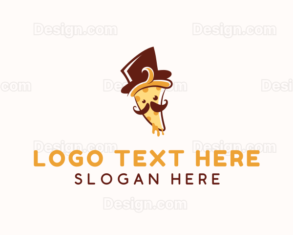 Pizza Food Mustache Logo