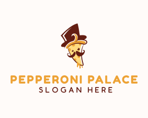 Pizza Food Mustache logo design