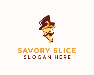 Pizza Food Mustache logo design