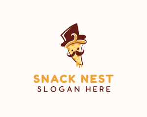 Pizza Food Mustache logo design