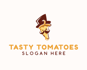 Pizza Food Mustache logo design