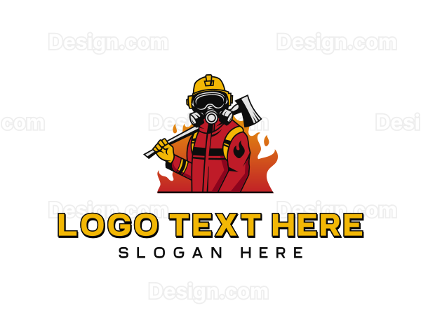 Axe Flame Firefighter Logo