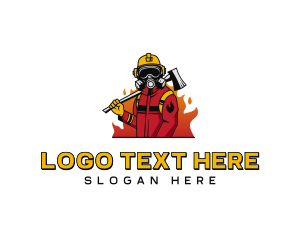 Axe Flame Firefighter logo