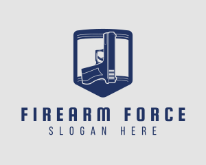 Blue Firearm Gun logo design