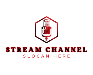 Streaming Podcast Microphone logo design