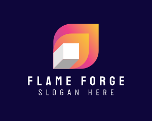 Flame Cube Application logo design