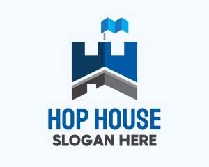 Blue Castle Turret House logo design