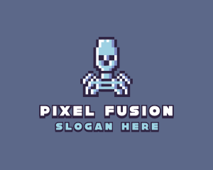 Pixel Skeleton Monster logo design