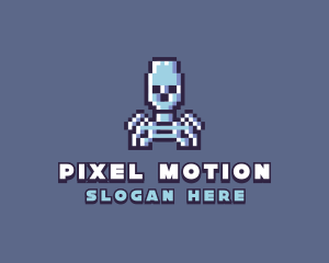 Pixel Skeleton Monster logo design