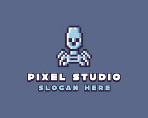 Pixel Skeleton Monster logo design