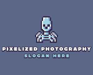 Pixel Skeleton Monster logo design