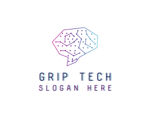 Brain Tech Circuit logo design