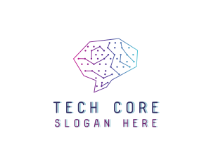 Brain Tech Circuit logo design