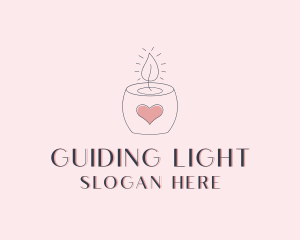 Heart Candle Light logo design