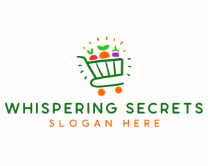 Organic Grocery Shopping Cart Logo