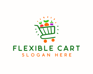 Organic Grocery Shopping Cart logo design