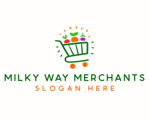 Organic Grocery Shopping Cart logo design