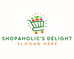 Organic Grocery Shopping Cart logo design