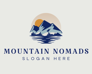 River Mountain Sunset logo design