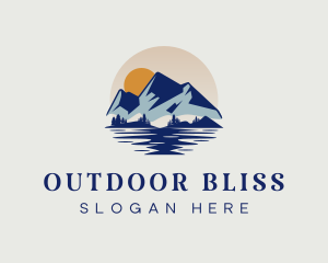 River Mountain Sunset logo design