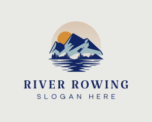 River Mountain Sunset logo design