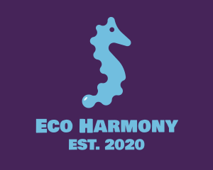 Blue Seahorse Fish logo