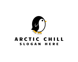 Ice Skating Penguin logo design