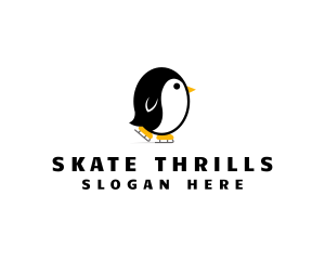 Ice Skating Penguin logo design