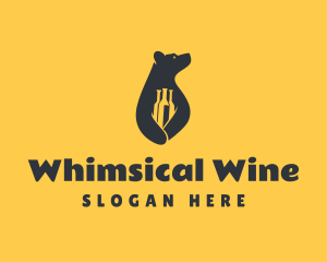 Wine Bottle Bear logo design