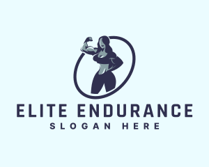 Female Bodybuilder Muscle logo design