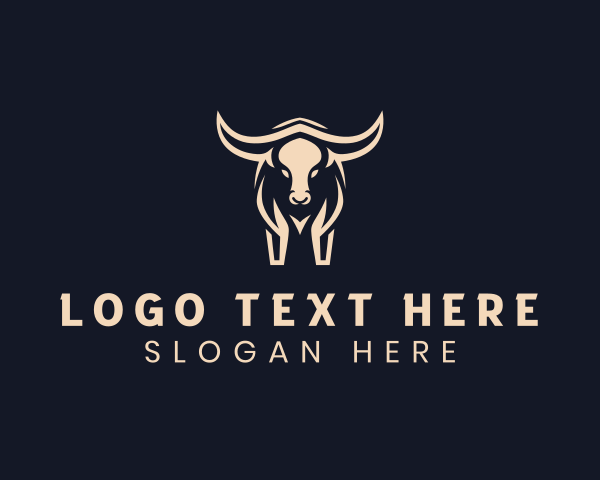 Horns Bison Animal logo