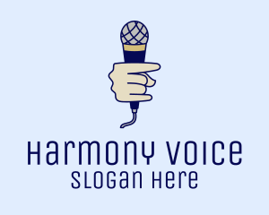 Vocalist Microphone Hand  logo design