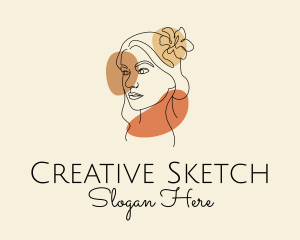 Flower Woman Sketch logo design