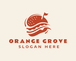 Orange Hamburger Snack logo design