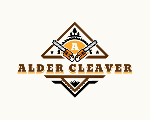 Chainsaw Lumber Carpentry logo design